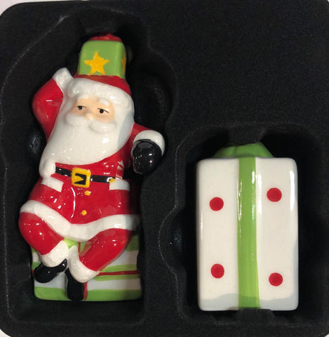 Santa and Christmas present salt and pepper set
