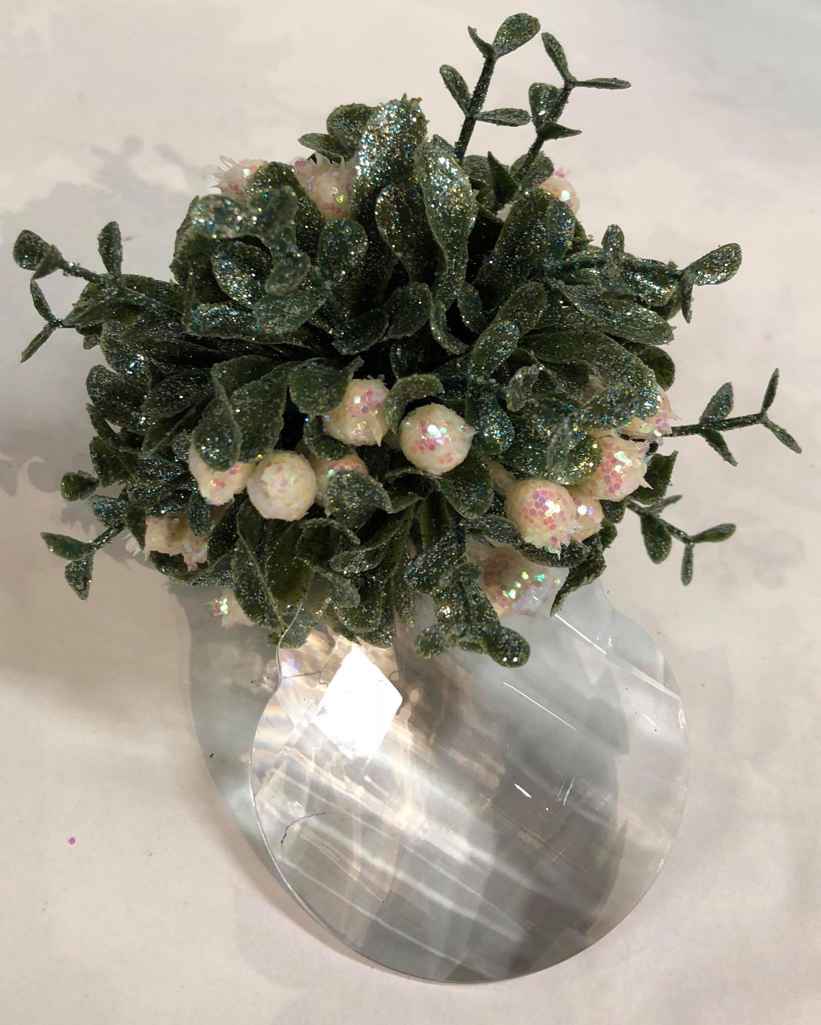 Acrylic Frosted Sugar Plum -Small Edged Teardrop Ornament