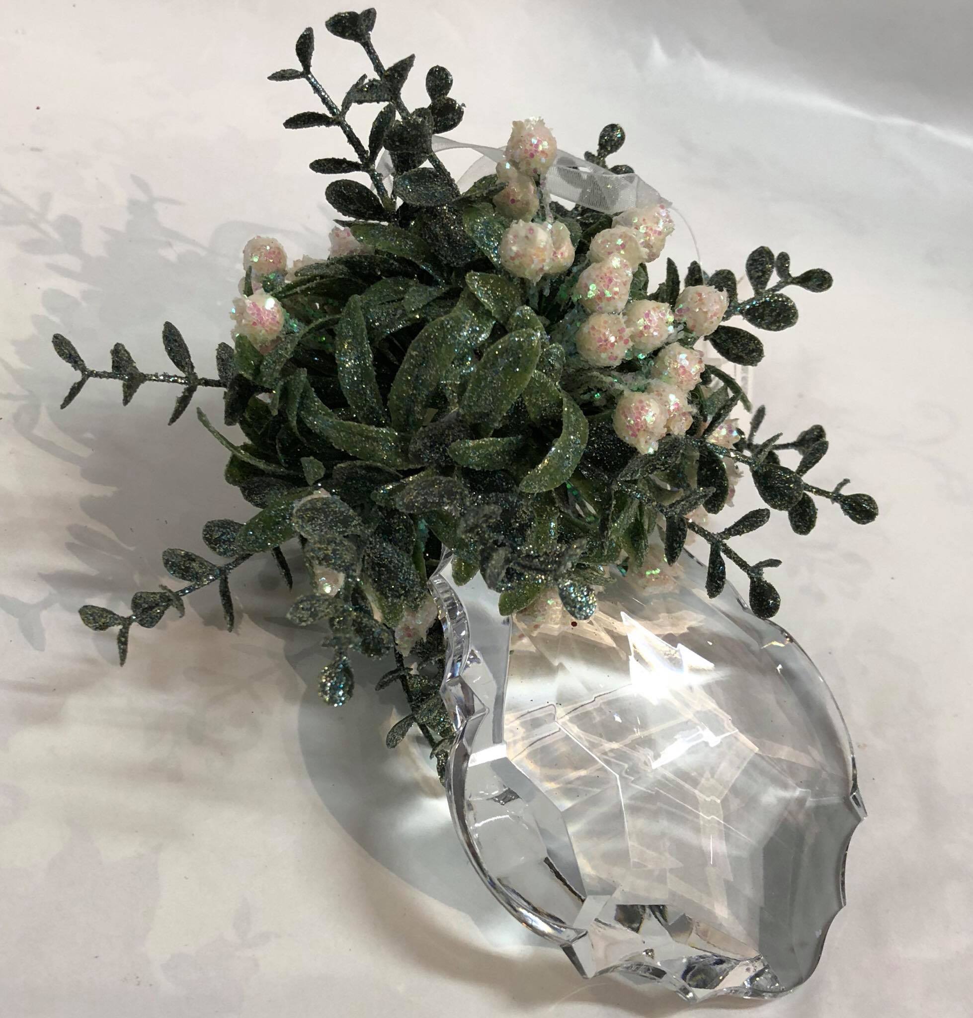 Acrylic White Pearl -Large Edged Teardrop Ornament