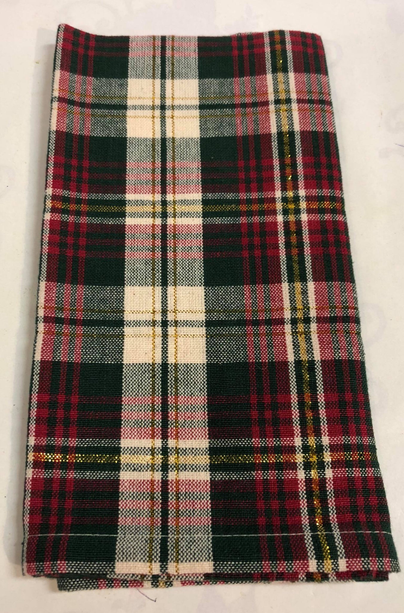 Red, green, cream plaid napkin