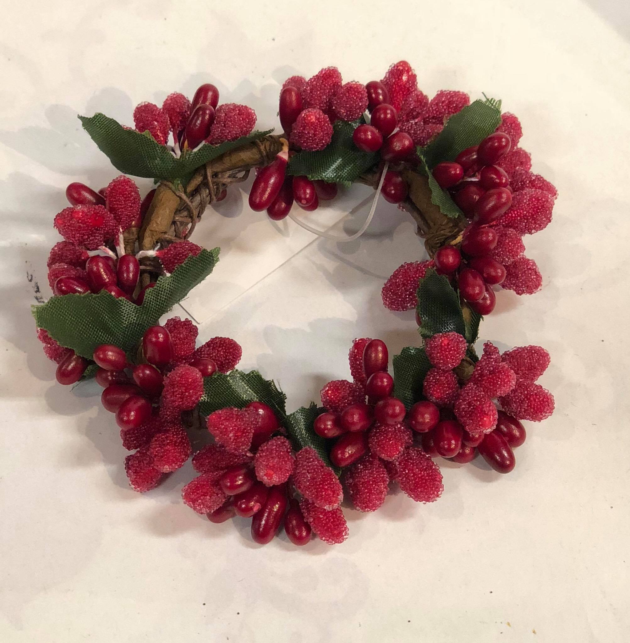 Red berry candle ring -small