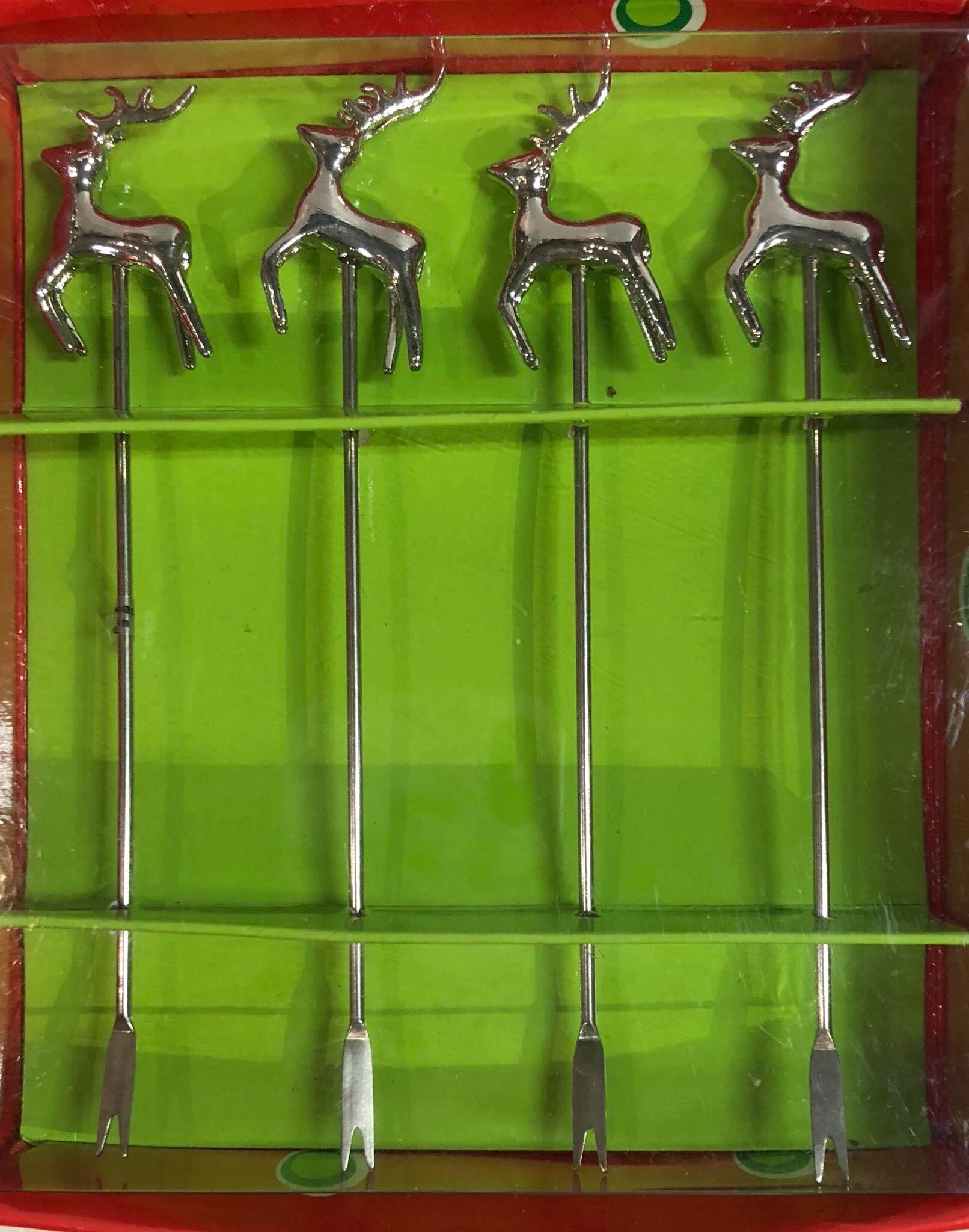 Silver deer cocktail picks