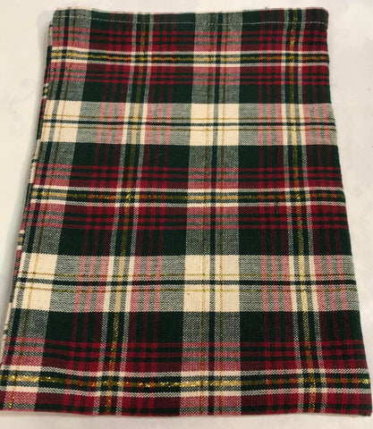 Red, green, cream plaid tea towel