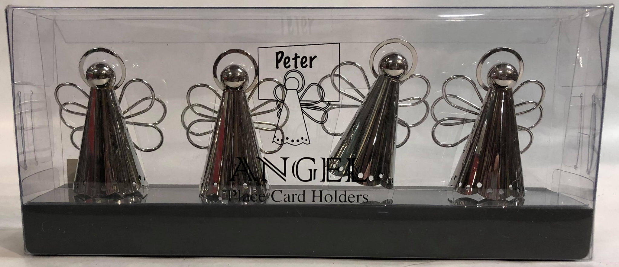 Silver angel place card holder set