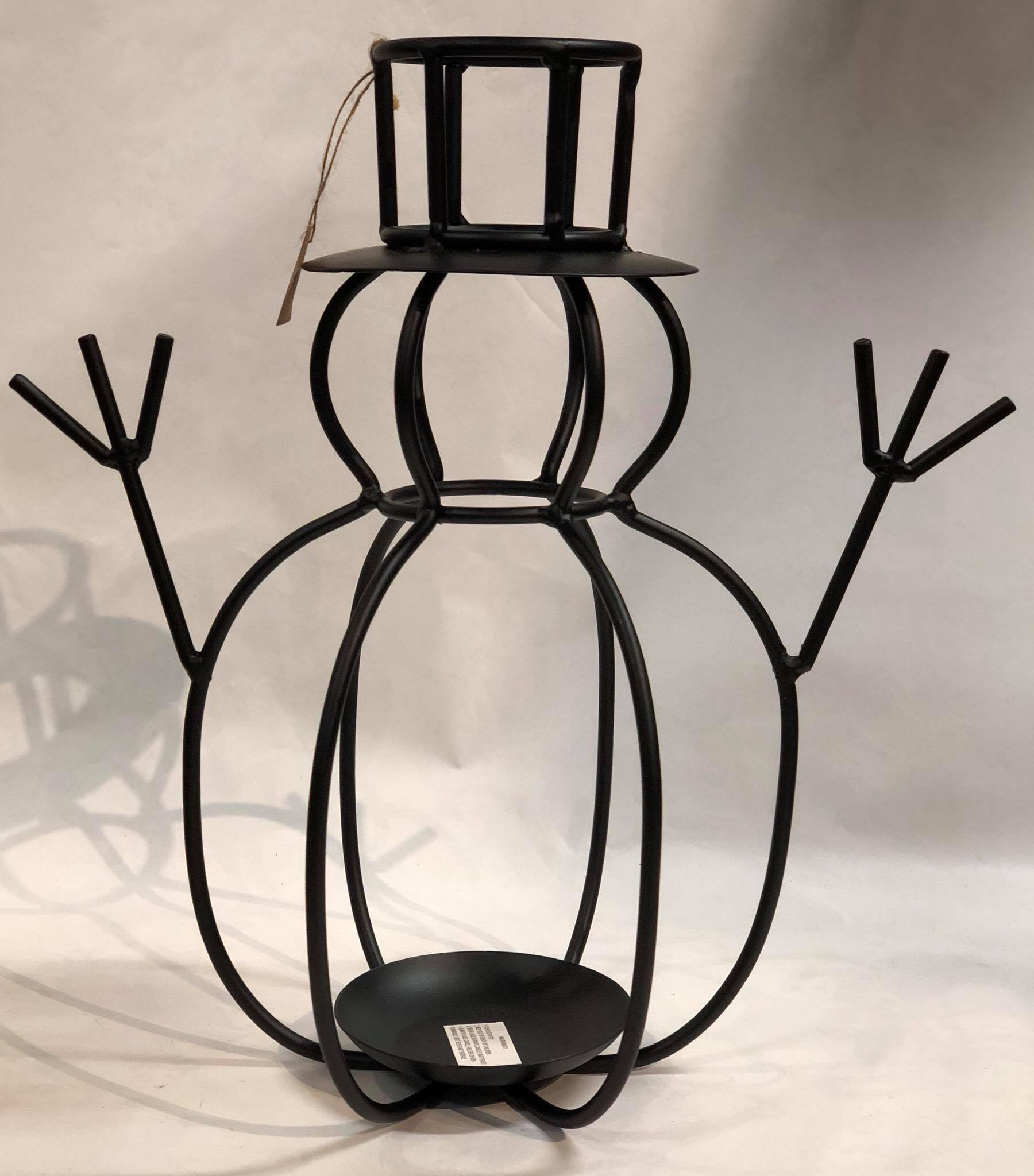 Black wire snowman candle holder