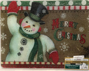 Tempered glass cutting board -Snowman