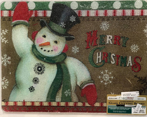 Tempered glass cutting board -Snowman