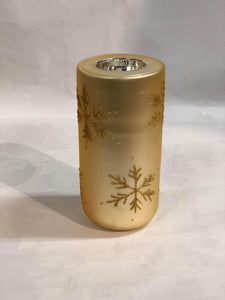 Gold tea light candle holder with snowflakes