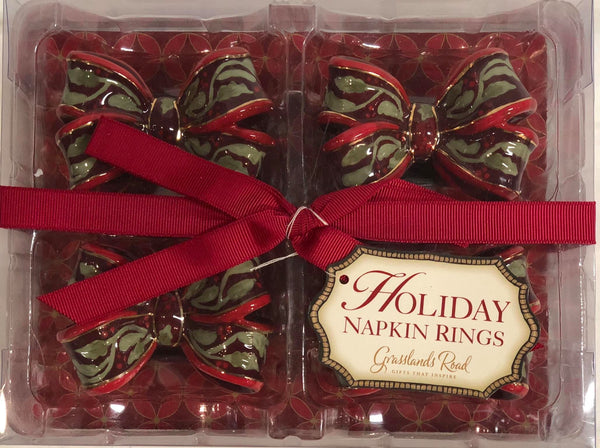 Holiday presents napkin ring set
