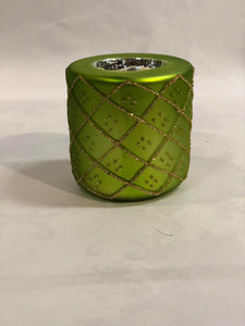 Lime green/ gold patterned tea light candle holder