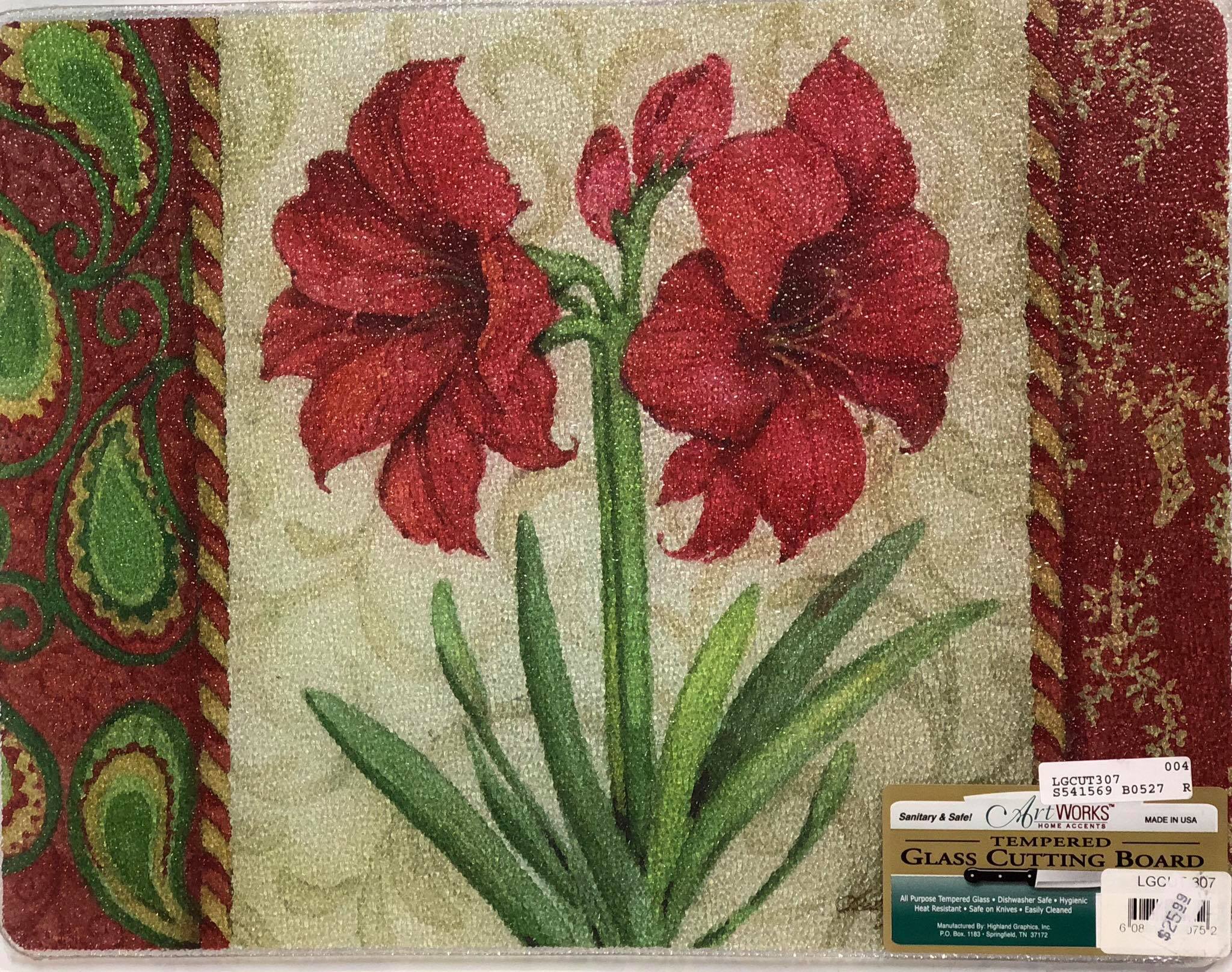 Tempered glass cutting board -Amaryllis