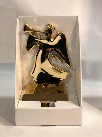 Gold pewter stocking holder -Angel