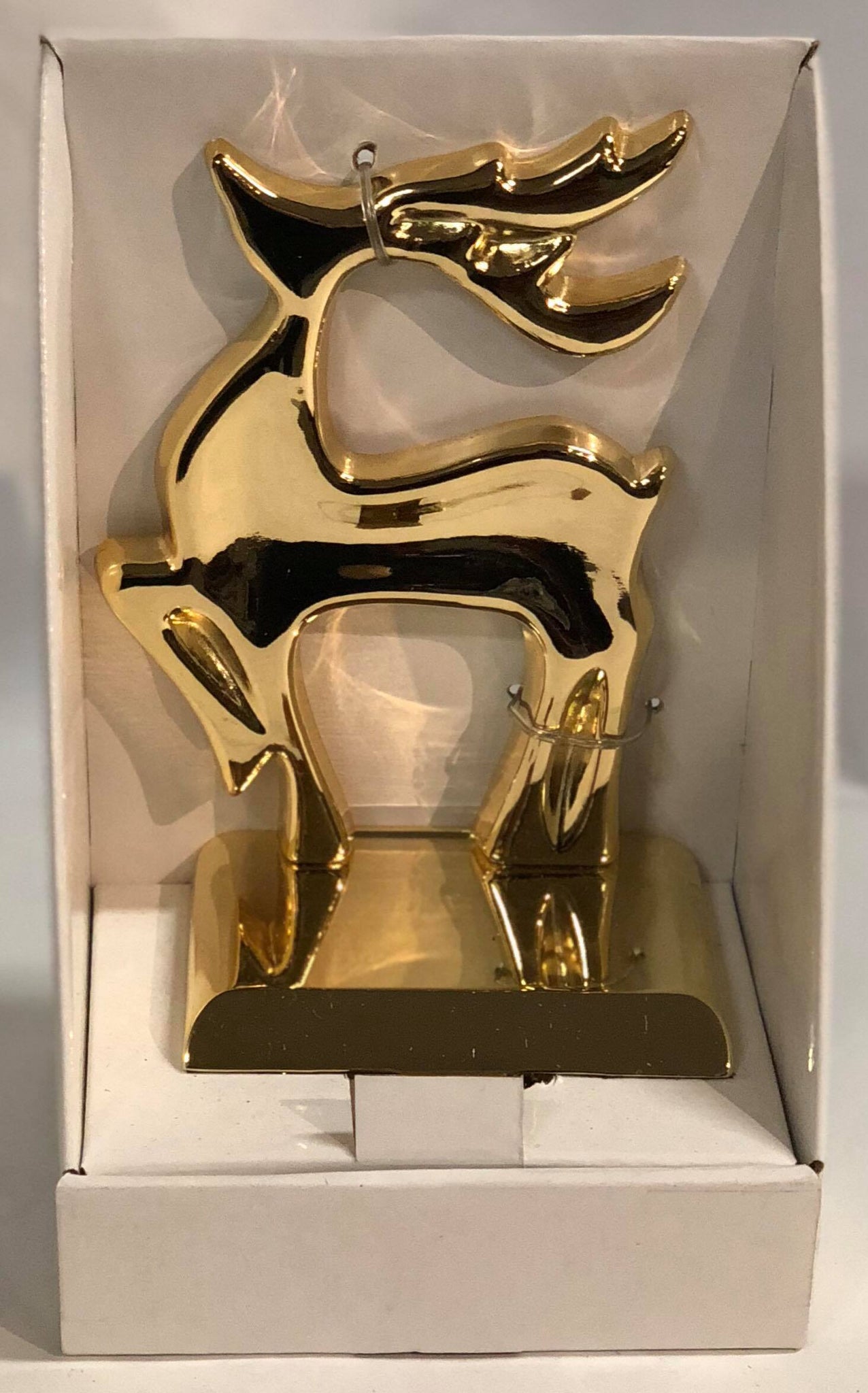 Gold pewter stocking holder -Deer