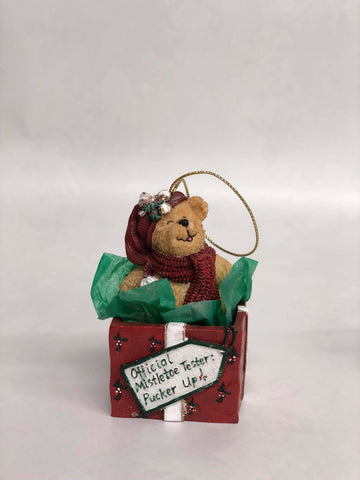 "Official Mistletoe Tester: Pucker up" Boyd's Bear Ornament