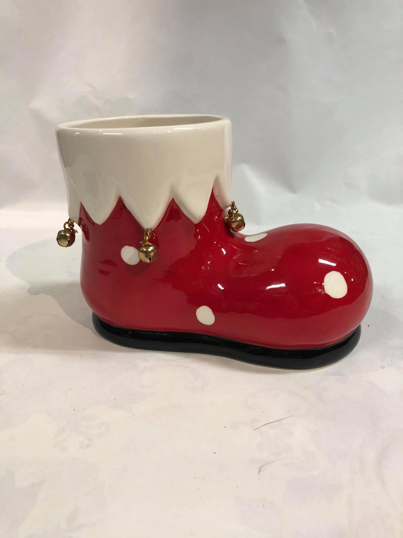 Polka dot Santa boot