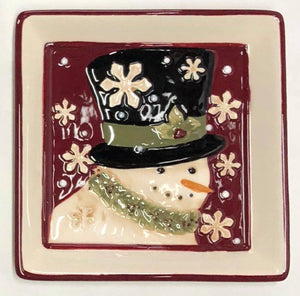 Deck the halls snowman appetizer plate