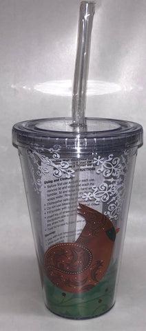 "Cardinal / Snowflake" Tumbler Glass