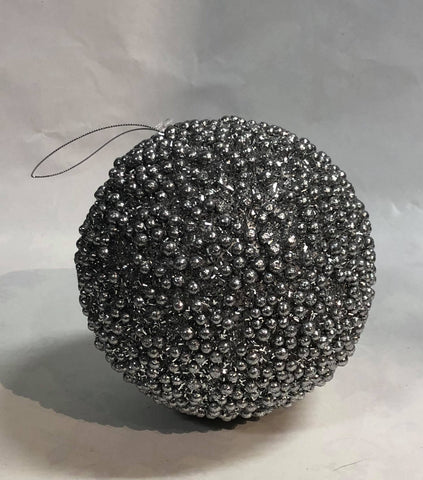 Large Sparkly Ball Ornament -Silver
