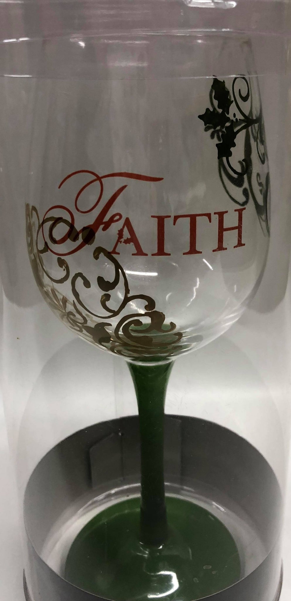 "Faith" wine glass