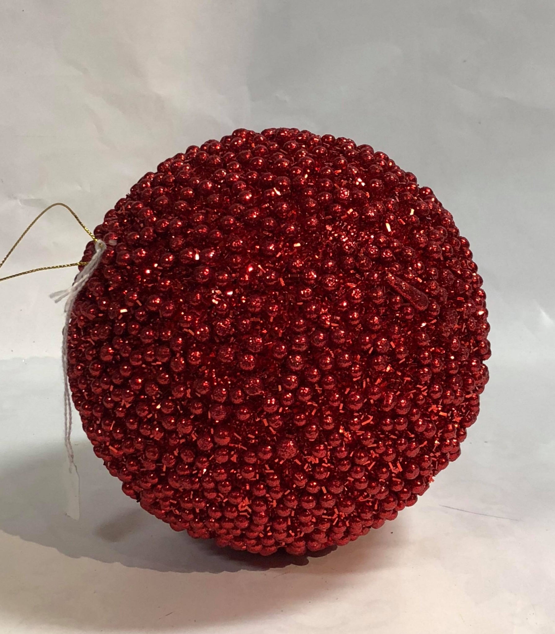 Large Sparkly Ball Ornament -Red