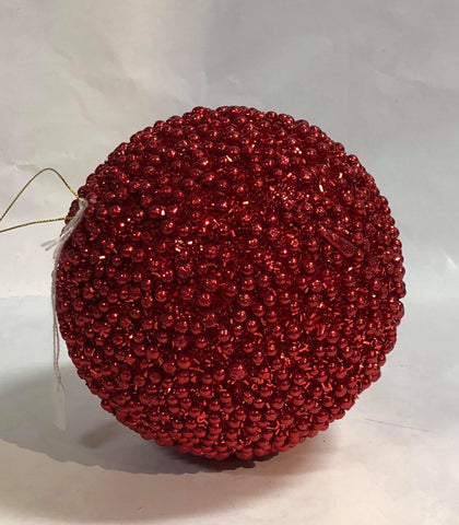 Large Sparkly Ball Ornament -Red