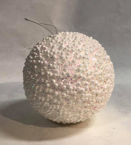 Large Sparkly Ball Ornament -White iridescent