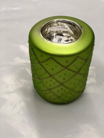 Lime green/ gold patterned tea light candle holder