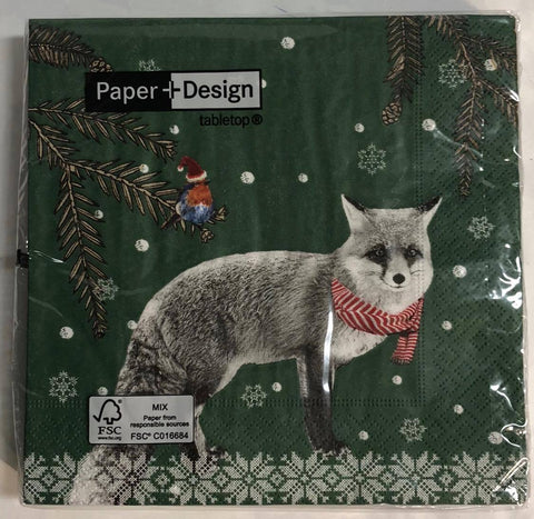 Luncheon Napkin- Robin and Fox