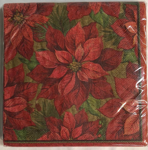 Cocktail Napkin- Holiday Poinsettia