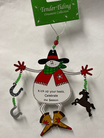 Snowman Tree Ornament -Cowboy