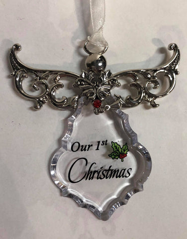 Acrylic Angel Tree Ornament "Our 1st Christmas"