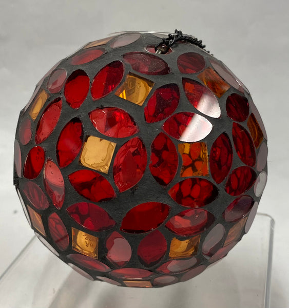 Mosaic Glass Candle Holder -Red/Orange