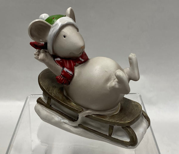 Mouse Sledding Figurine