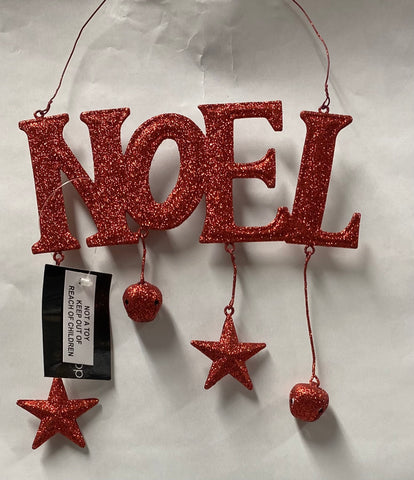 Red Glitter Sign / Ornament -Noel