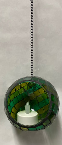 Mosaic Glass Candle Holder -Green/Yellow