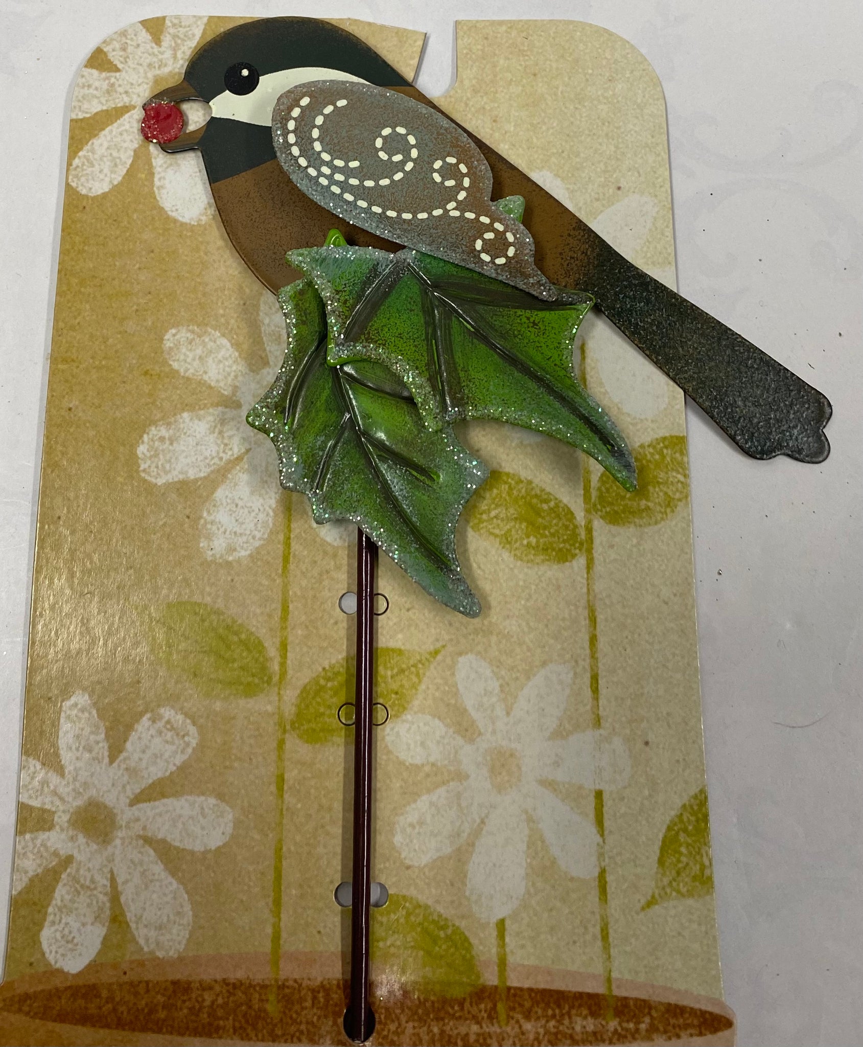 Metal Winter Bird Plant Pick