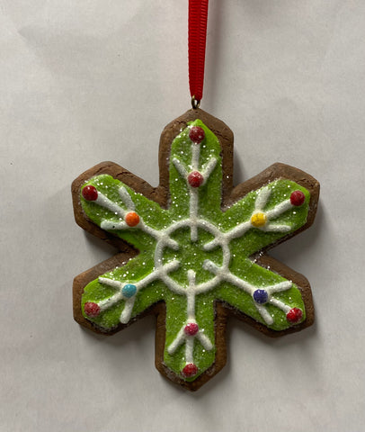 Green Gingerbread Snowflake Ornament