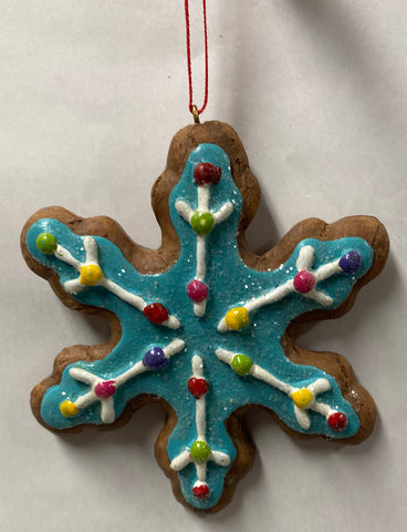Blue Gingerbread Snowflake Ornament
