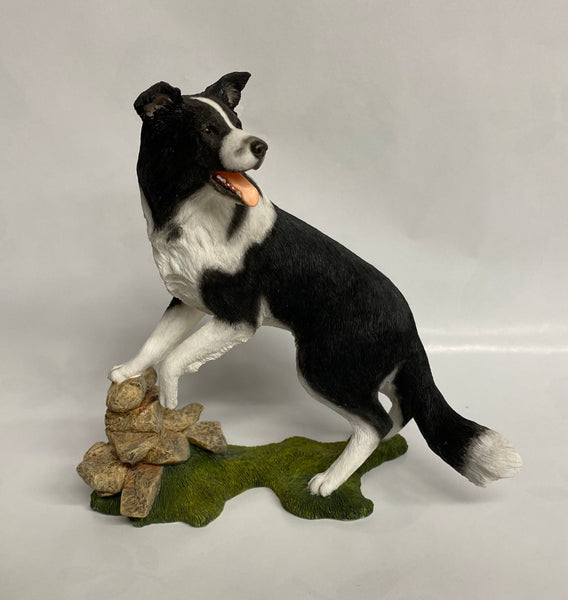 Country Artists -Border Collie Looking Over Wall