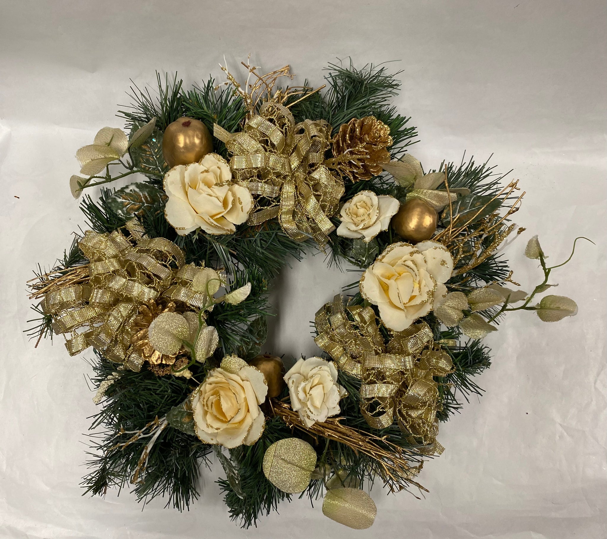 Ivory And Gold Wreath/ Candle Ring