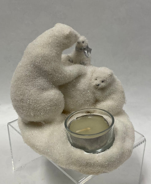 Polar Bear Family With Penguin Figurine Winter Fun