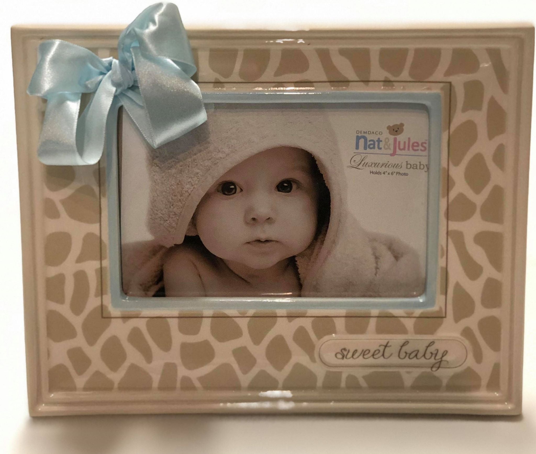 Sweet Baby- Blue Giraffe Pattern Frame