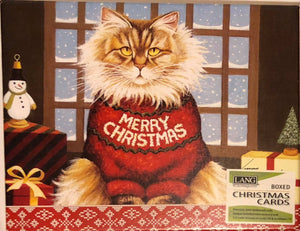 Boxed Christmas Card "Cat in Christmas sweater"