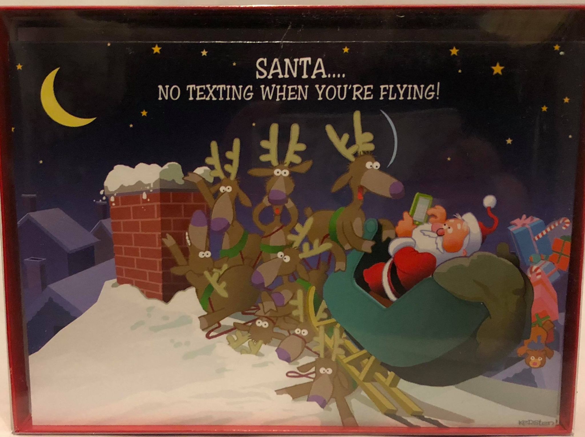 Boxed Christmas Card "No texting and flying"