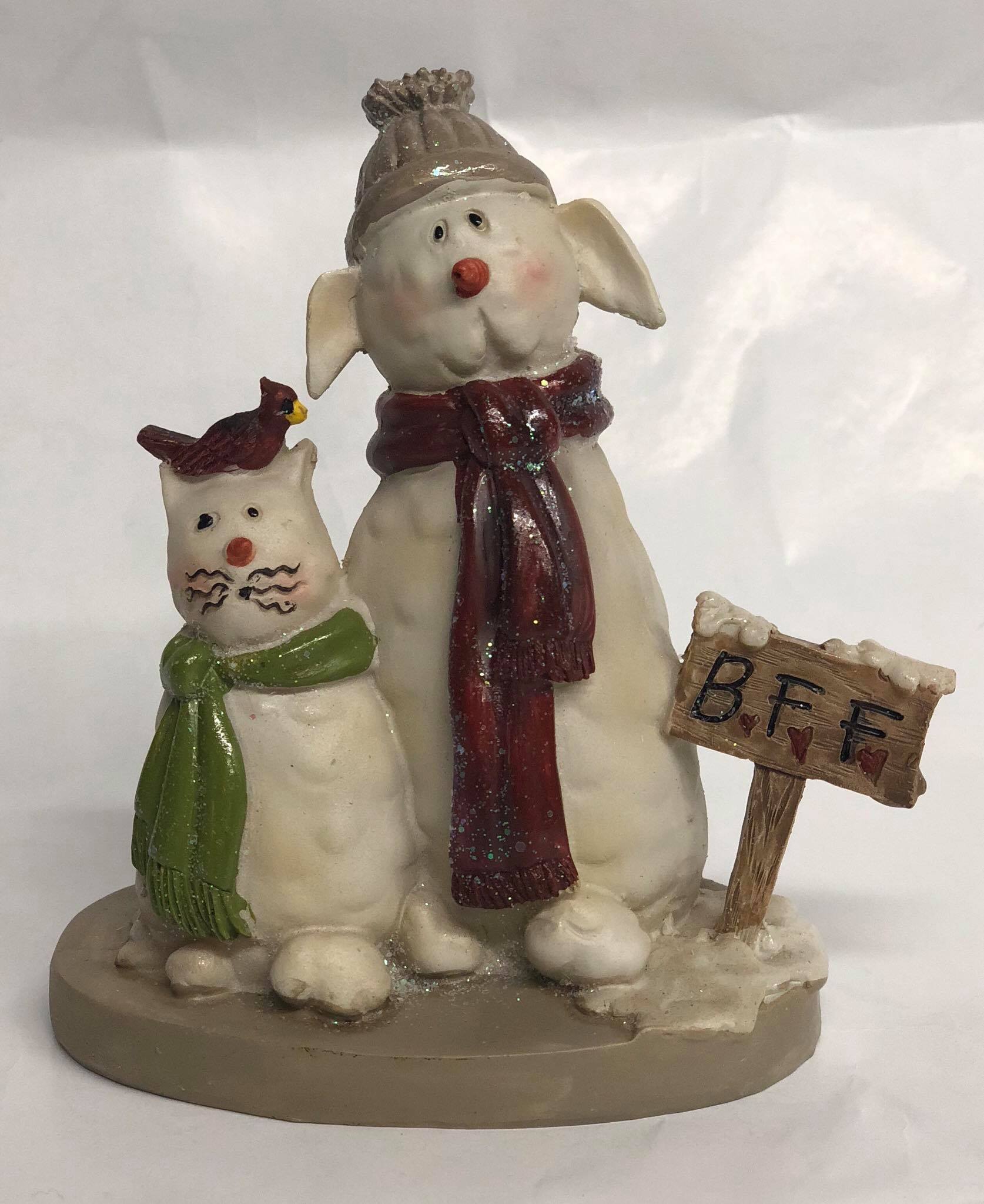 Snow Dog and Cat Figurine