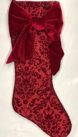 Burgundy stocking- large bow