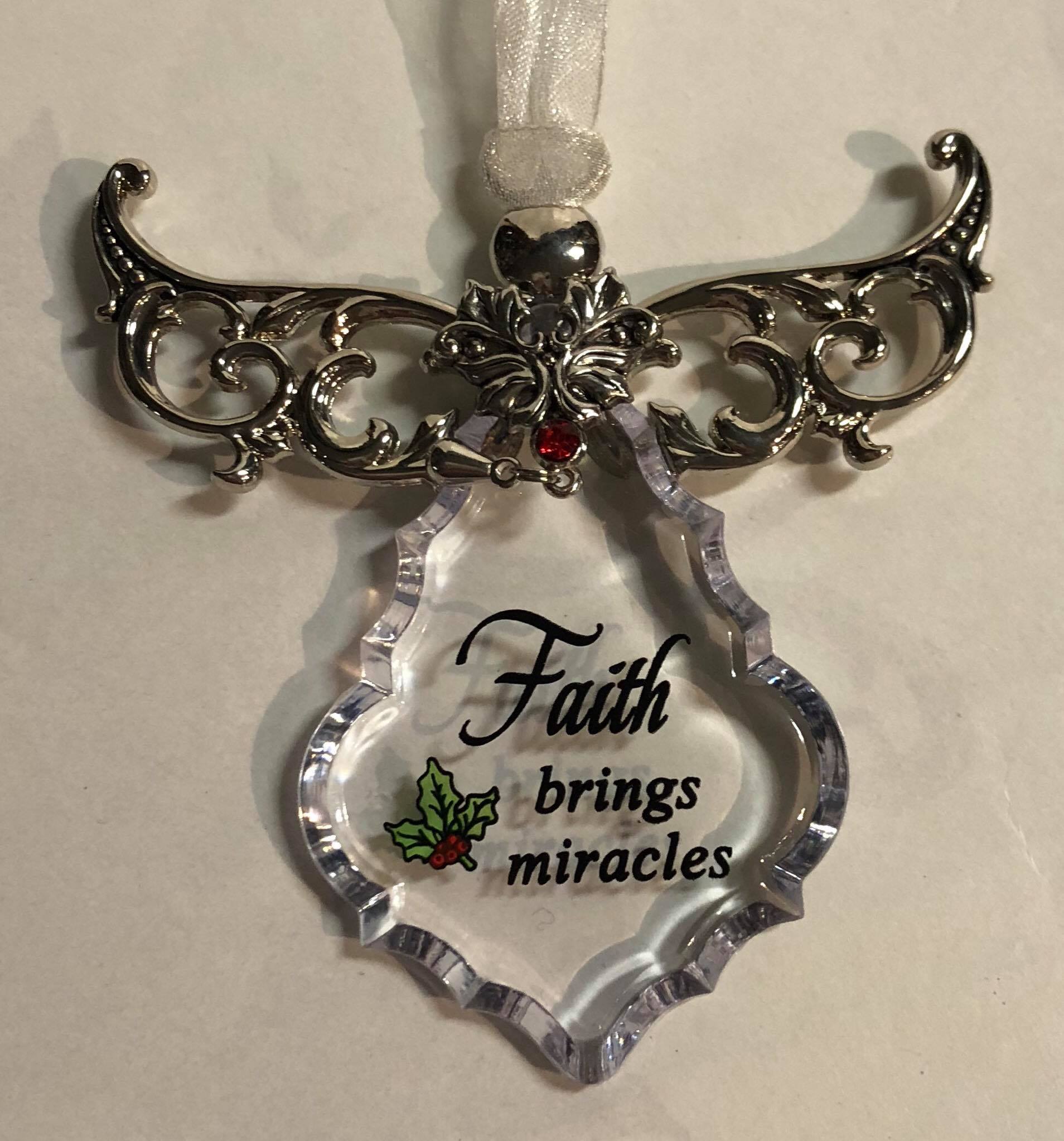 Acrylic Angel Tree Ornament "Faith brings miracles"