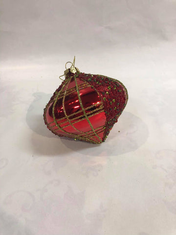 Glitter plaid tree ornament- onion