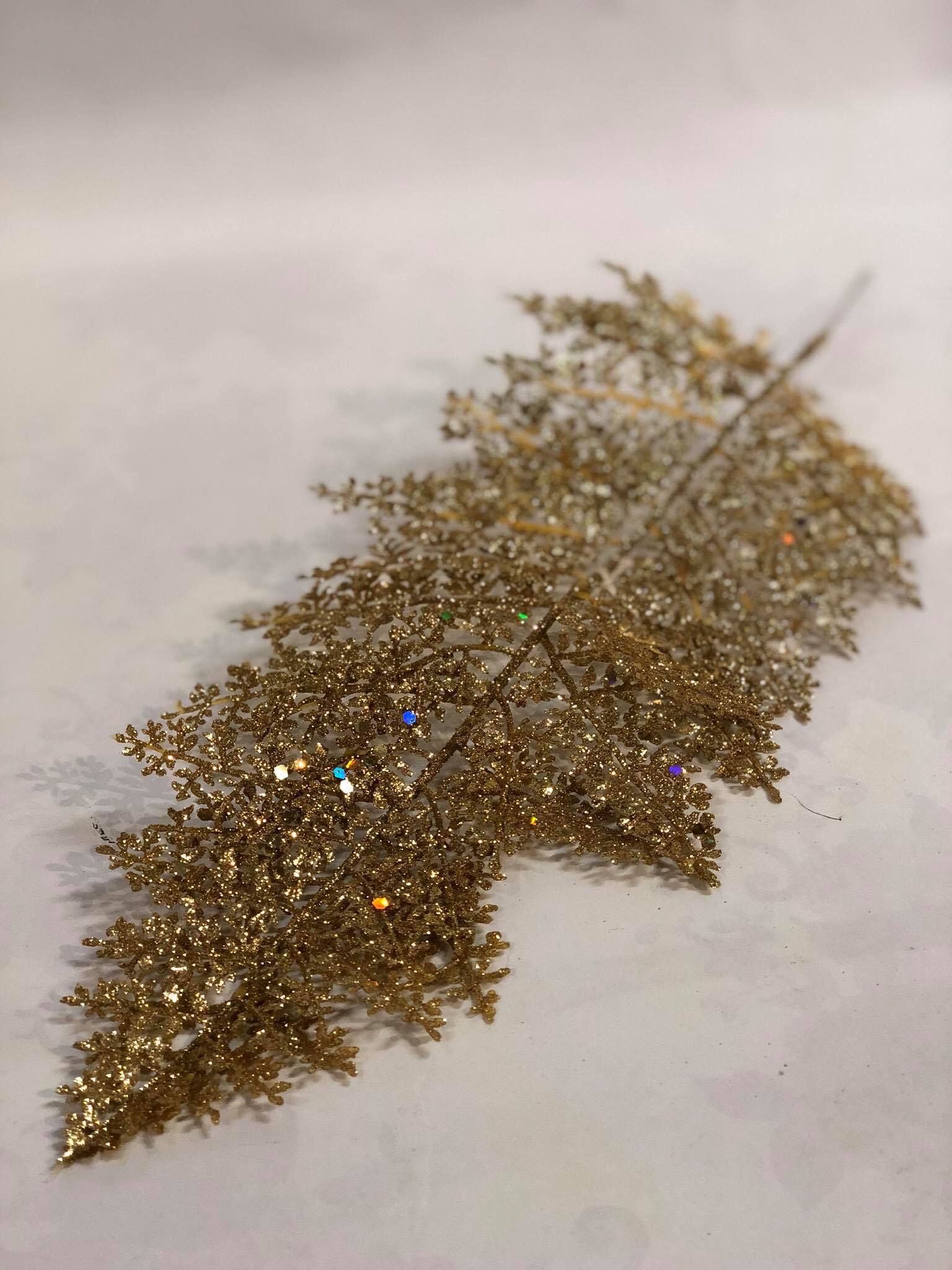 Gold glitter fern pick