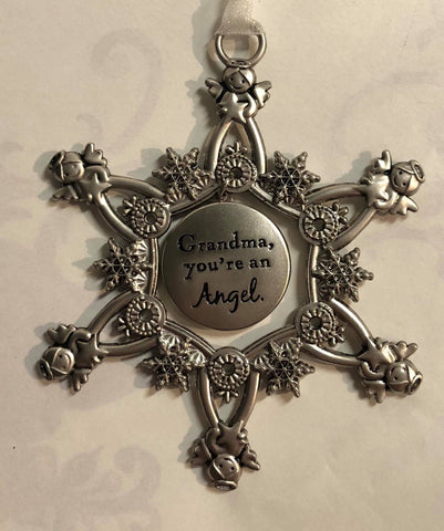 Snowflake Photo Tree Ornament "Grandma You're An Angel"